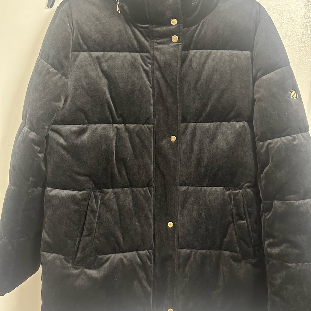 Ralph Lauren Velvet Black Puffer Jacket